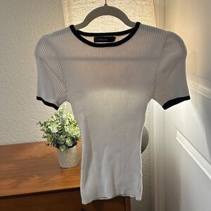 Women's White Ribbed Top